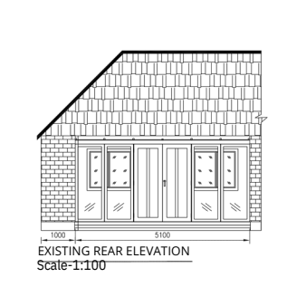Existing front and rear elevations of a residential property